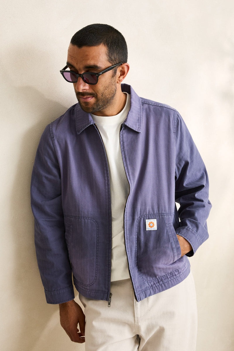 Herringbone Sun Wash Jacket Vintage Blue