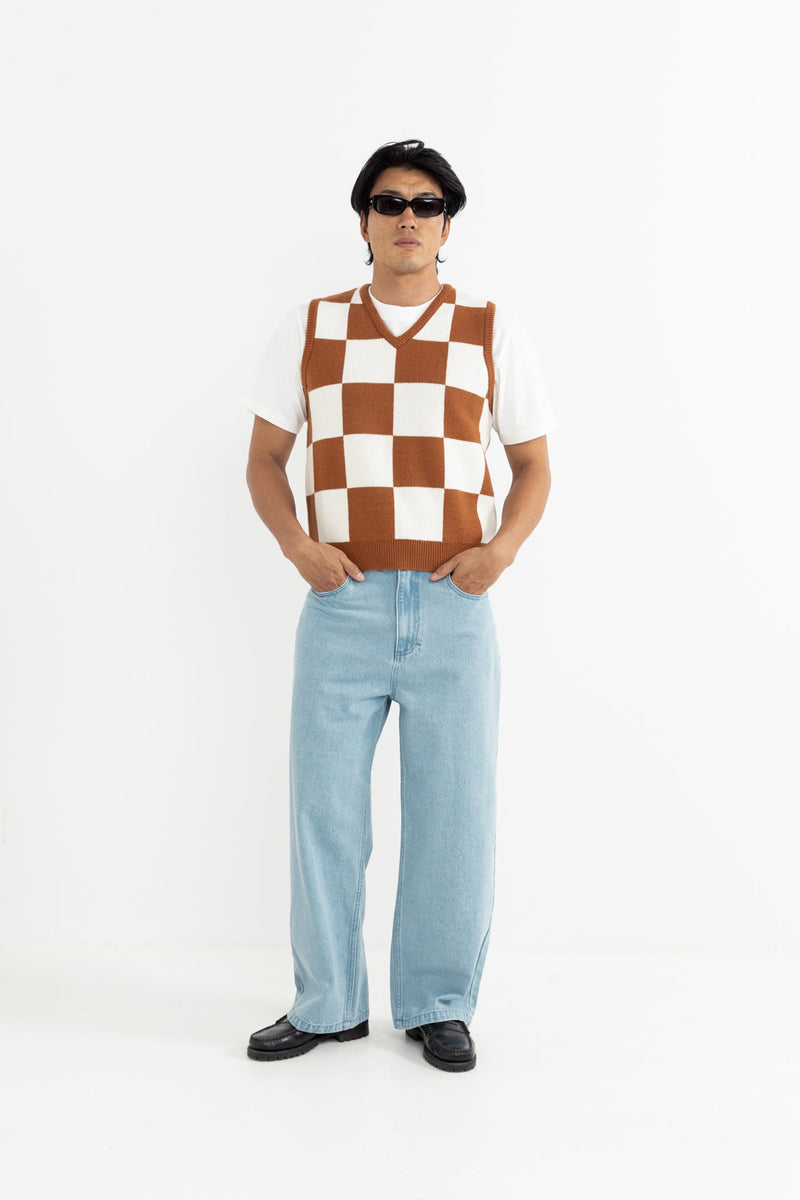 Rhumba Check Knit Vest Brown