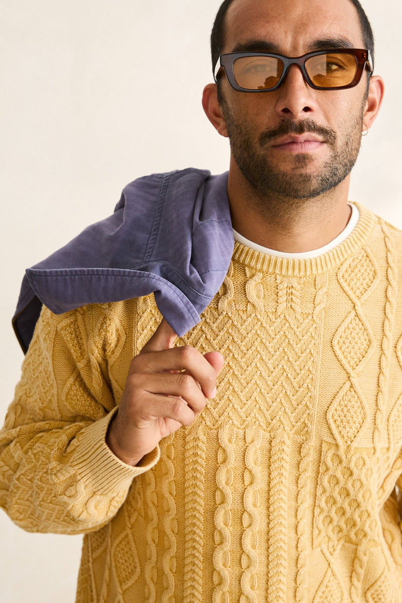 Patchwork Salt Wash Knit Cornsilk