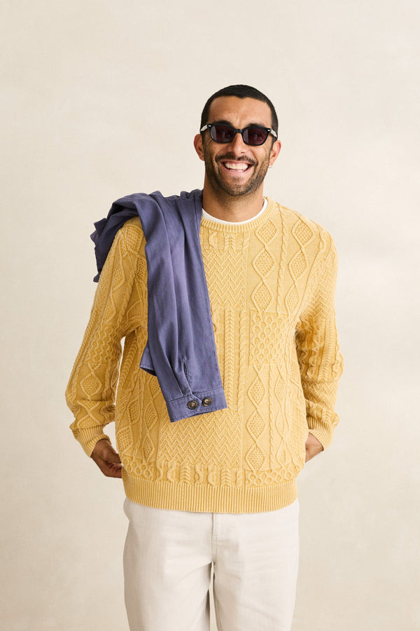 Patchwork Salt Wash Knit Cornsilk