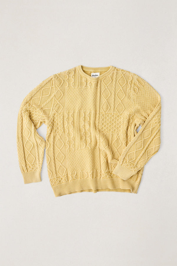 Patchwork Salt Wash Knit Cornsilk