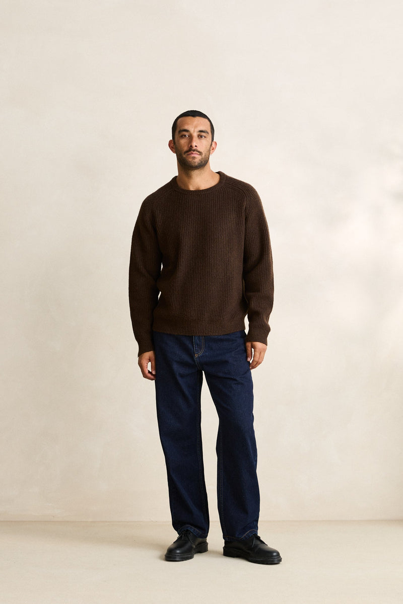 Vintage Waffle Knit Sweater Chocolate