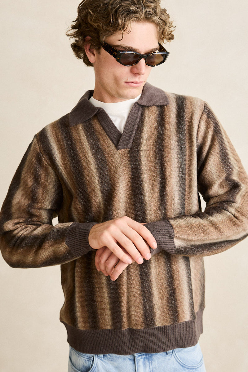 Broadcast Knit Ls Polo Dusty Red