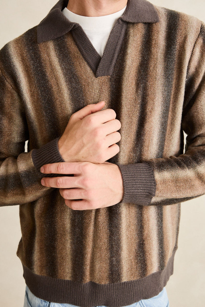 Broadcast Knit Ls Polo Dusty Red