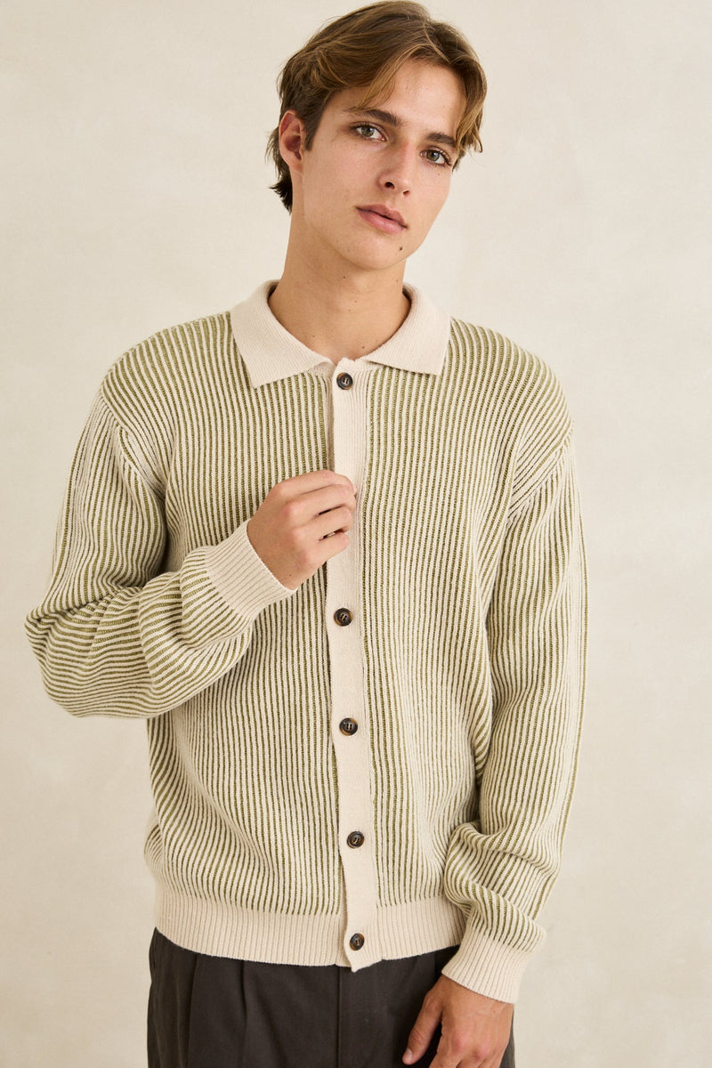 Hi-Lo Button Up Sweater Natural – Rhythm EU