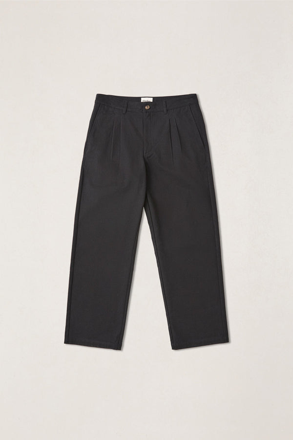 Essential Pleated Twill Trouser Black
