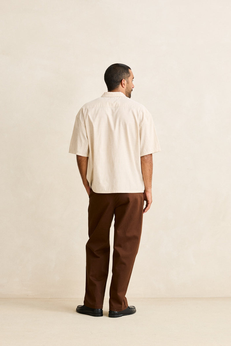 Essential Pleated Twill Trouser Chocolate