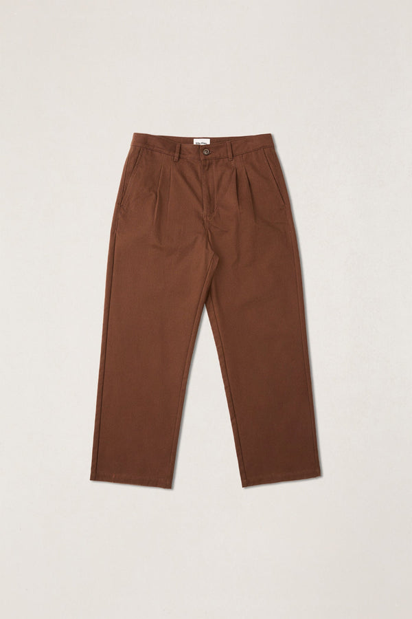 Essential Pleated Twill Trouser Chocolate