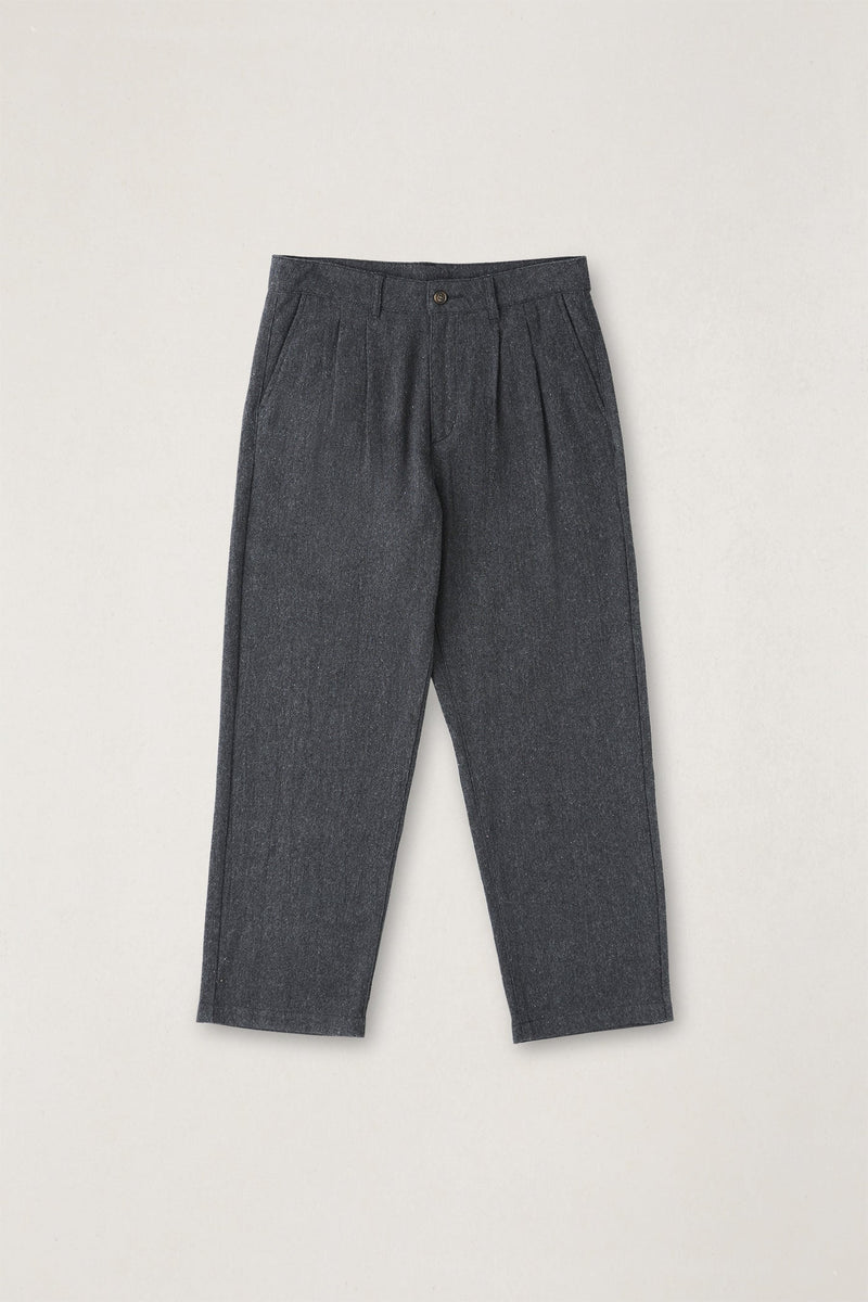 Double Pleat Tweed Trouser Granite