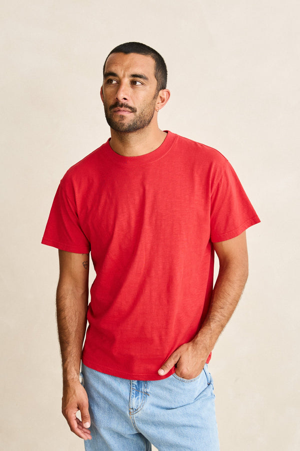 Essential Slub Band Ss T-Shirt Red