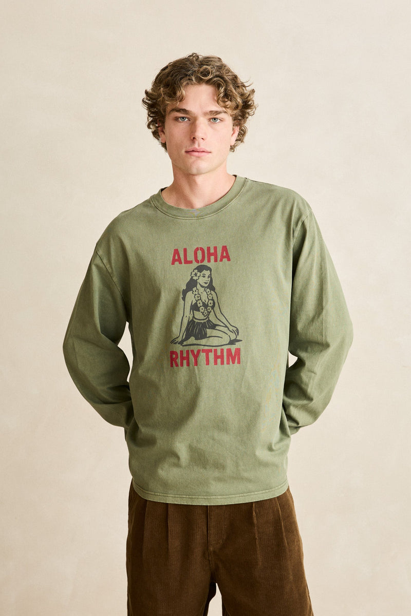 Aloha Rhythm Vintage Ls T-Shirt Olive