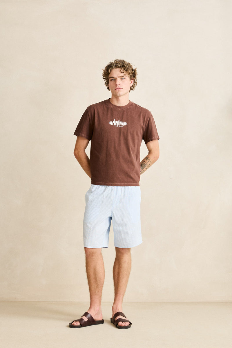 Sounds Contrast Band Ss T-Shirt Chocolate