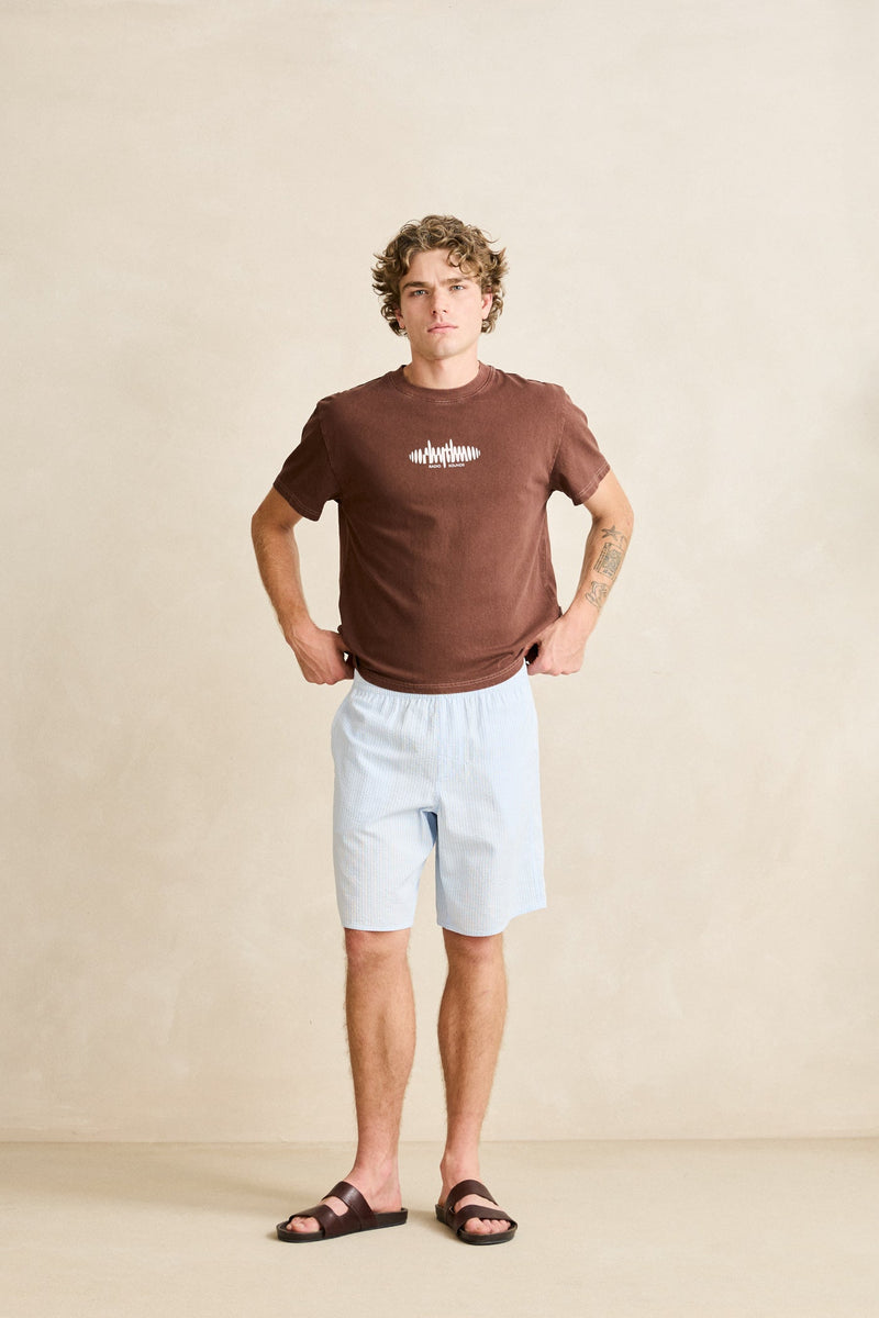 Sounds Contrast Band Ss T-Shirt Chocolate