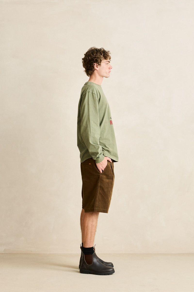 Double Pleat Cord Short Oak