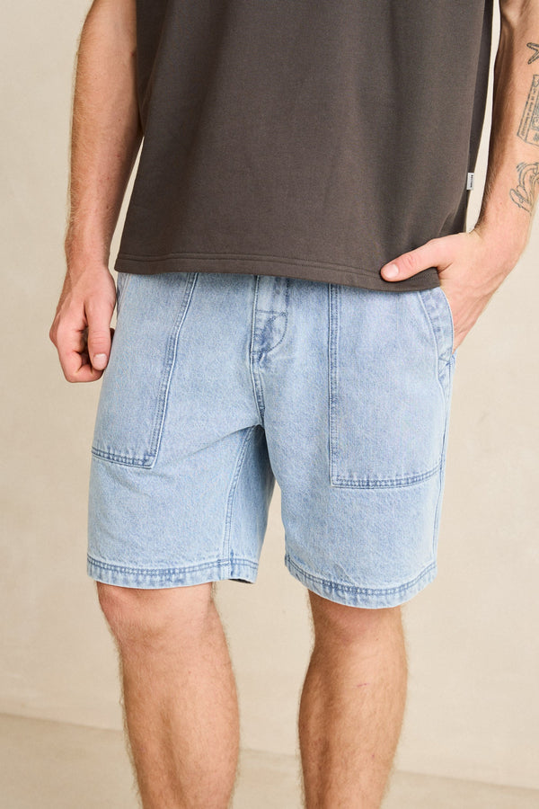 Worn Path Denim Short Light Blue