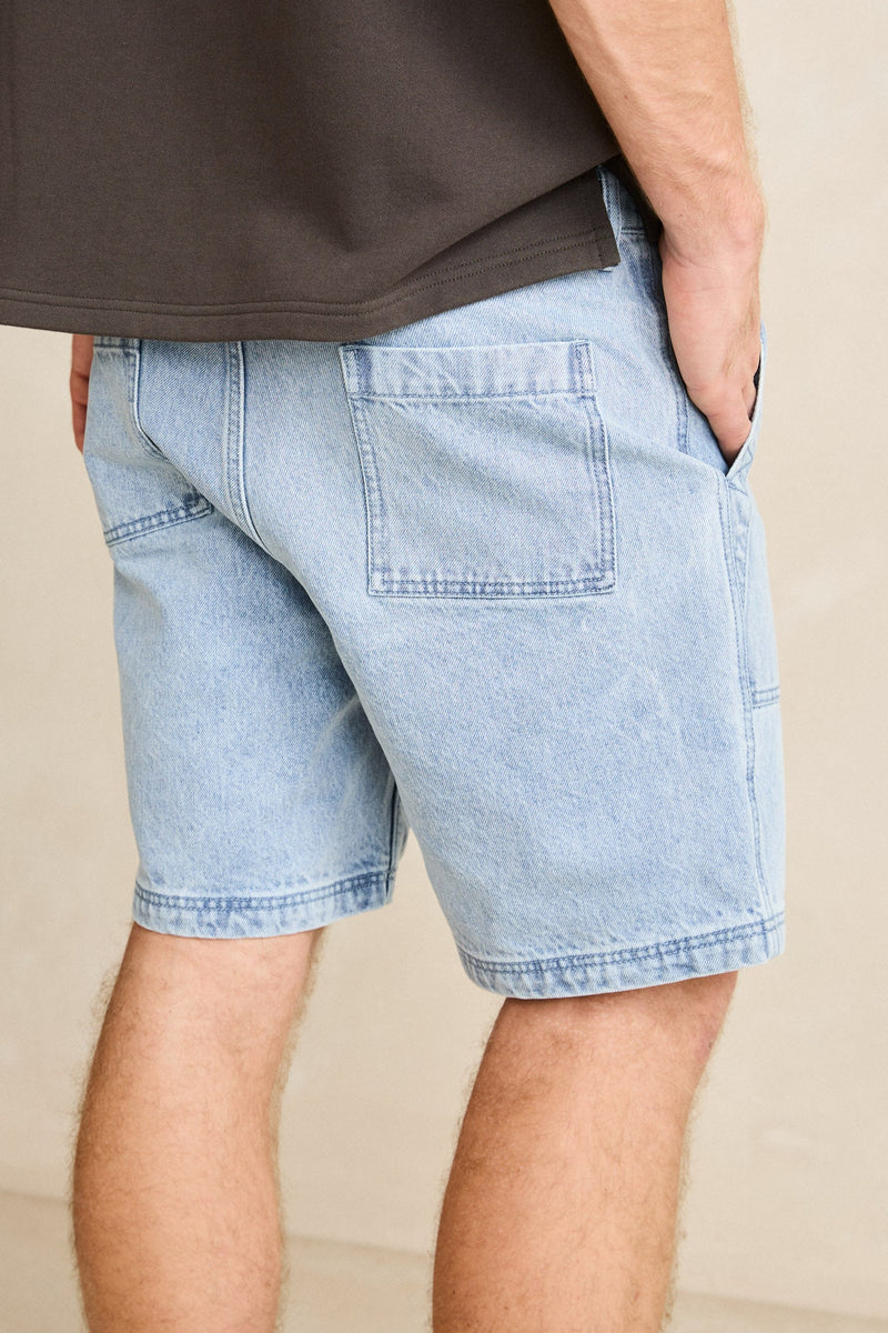 Worn Path Denim Short Light Blue
