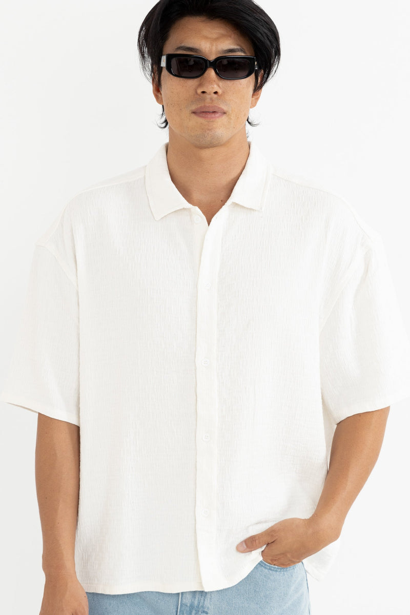 Leads Relaxed Check Ss Shirt White