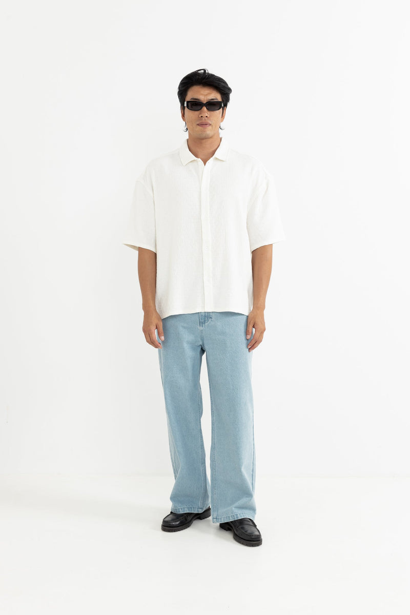 Leads Relaxed Check Ss Shirt White