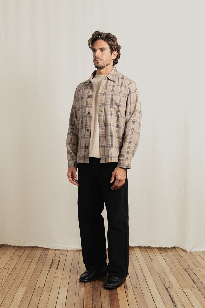 Essential Check Ls Overshirt Tobacco