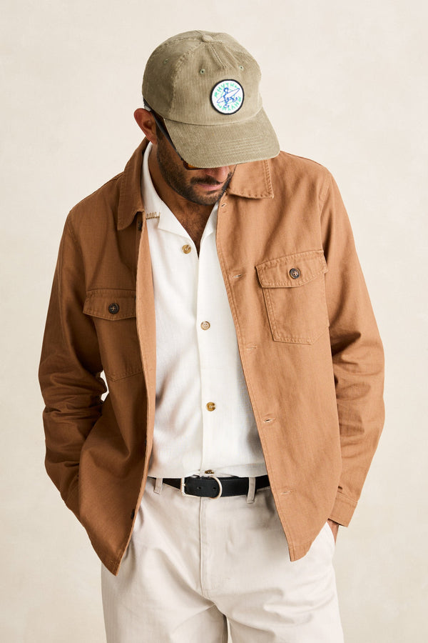 Herringbone Overshirt  Tobacco
