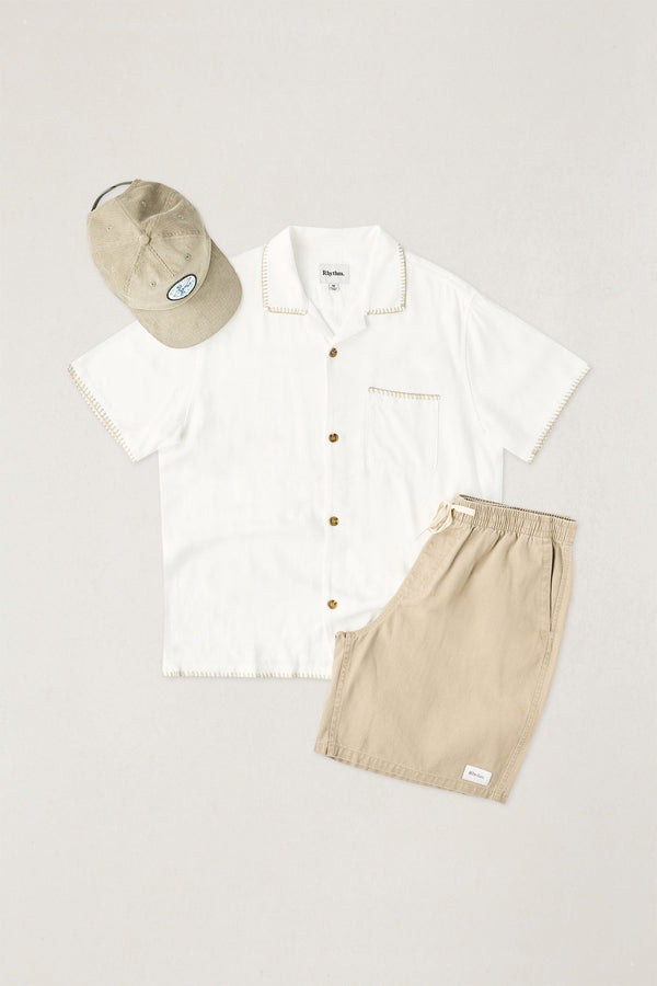 Linen Whip Stitch Ss Shirt Vintage White