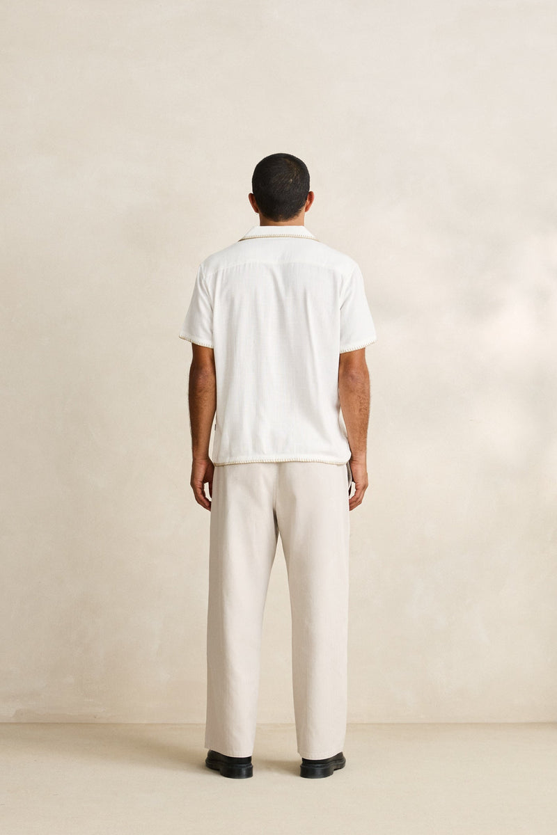 Linen Whip Stitch Ss Shirt Vintage White