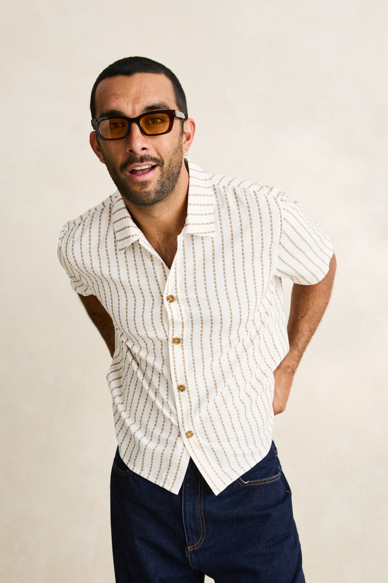 Vacation Stripe Crop Ss Shirt Multi