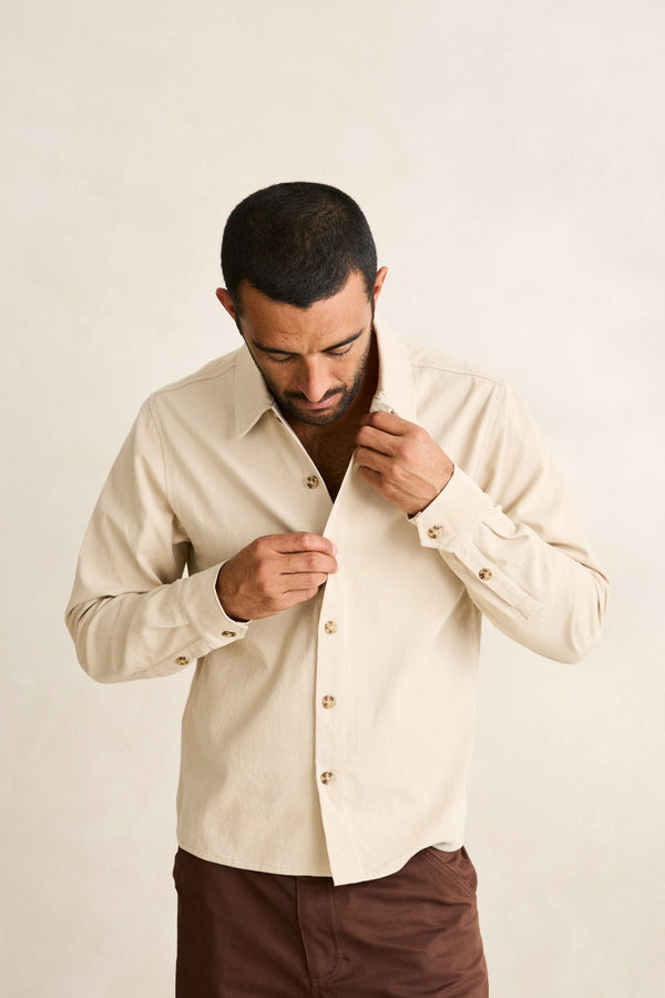 Twill Crop Ls Shirt Natural