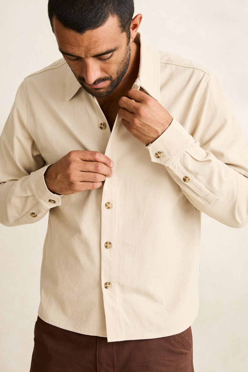 Twill Crop Ls Shirt Natural
