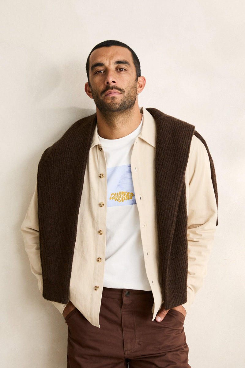 Twill Crop Ls Shirt Natural