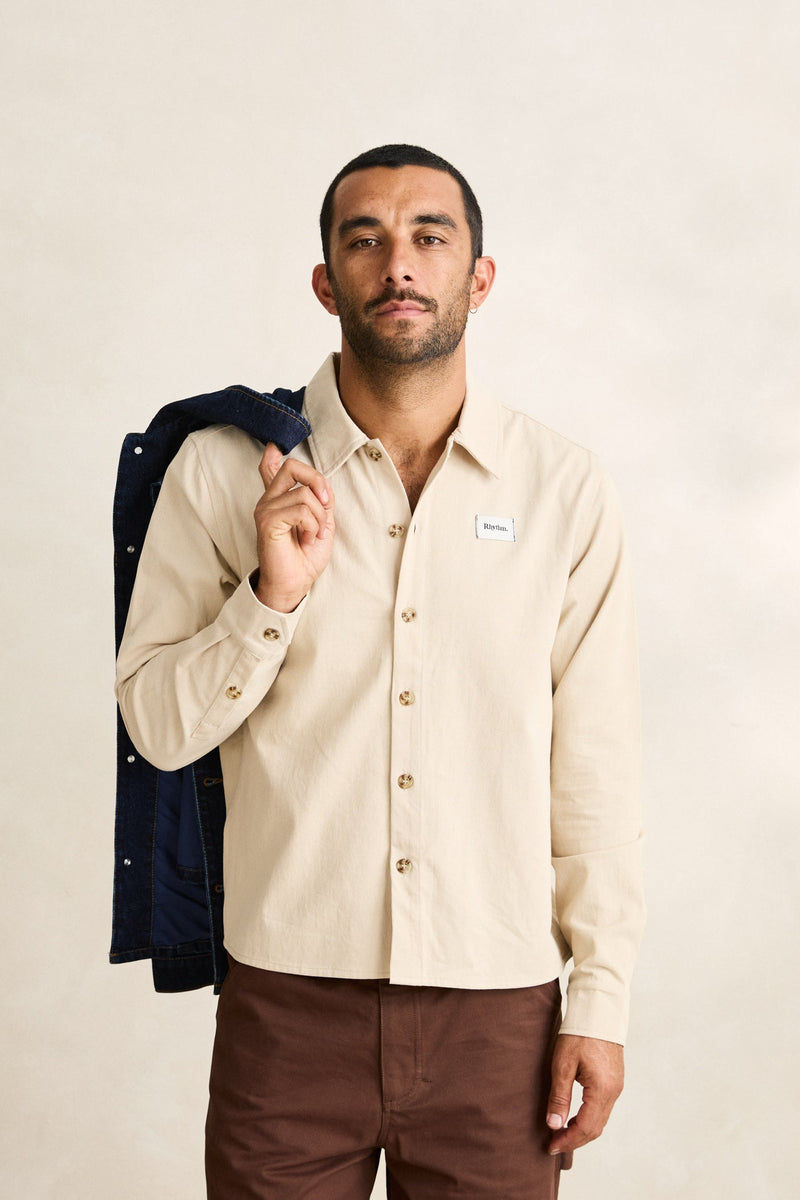 Twill Crop Ls Shirt Natural