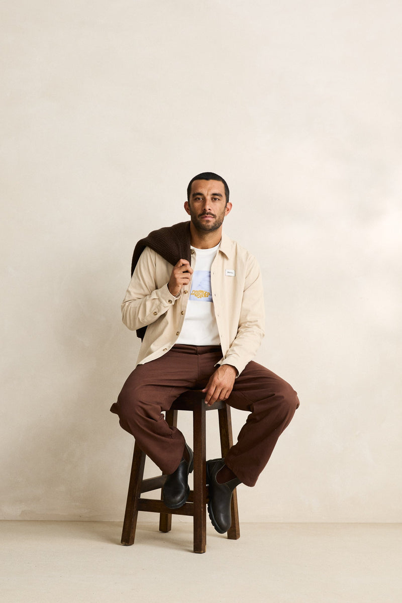 Twill Crop Ls Shirt Natural