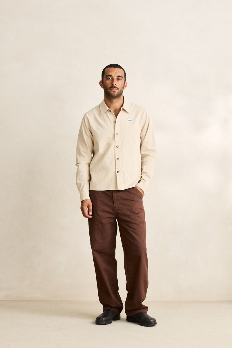 Twill Crop Ls Shirt Natural