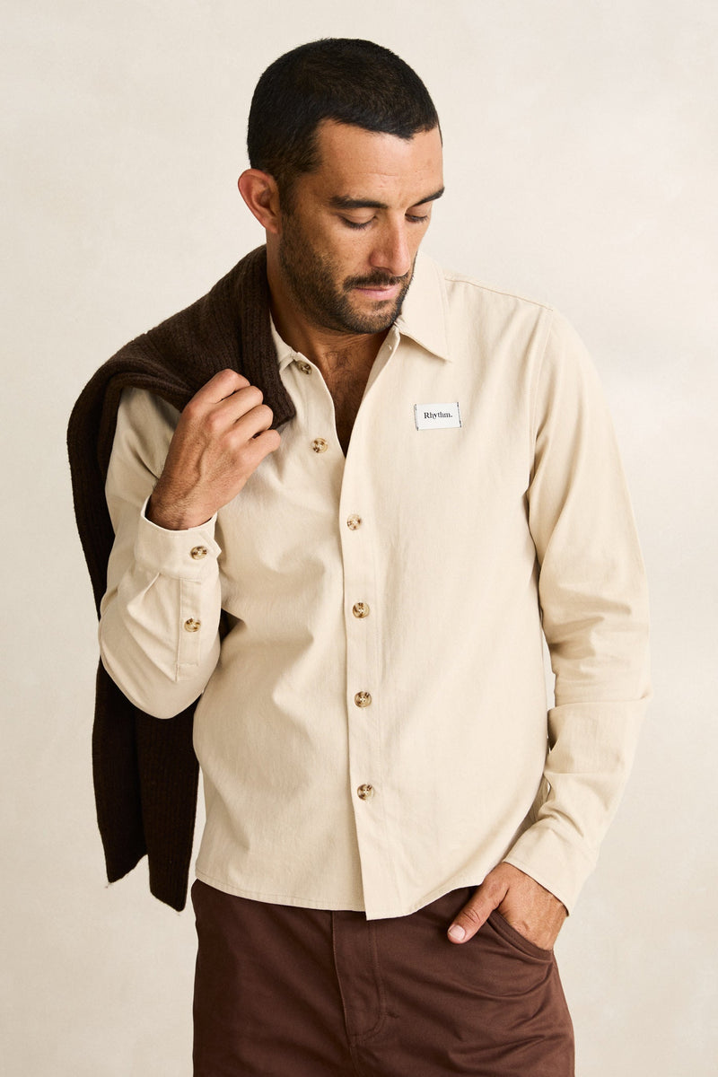 Twill Crop Ls Shirt Natural