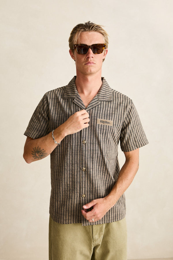 Texture Stripe Ss Shirt Natural