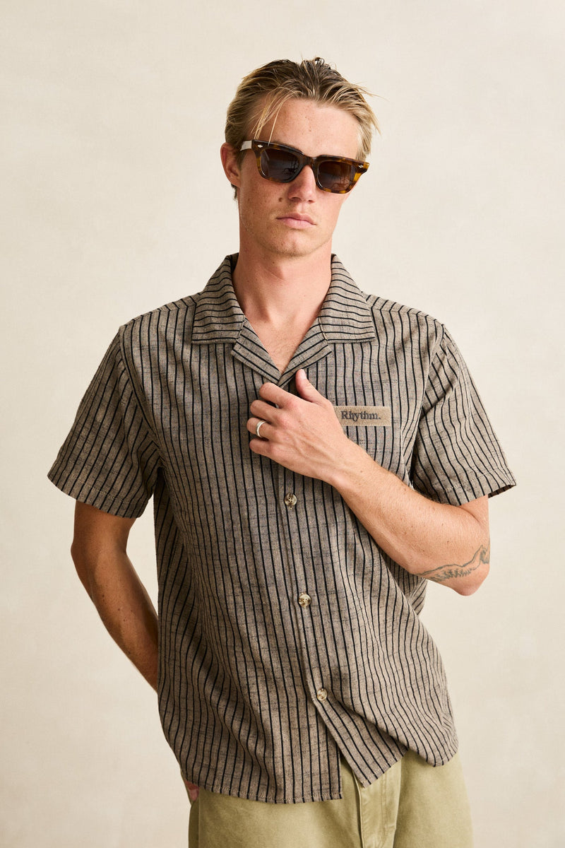 Texture Stripe Ss Shirt Natural