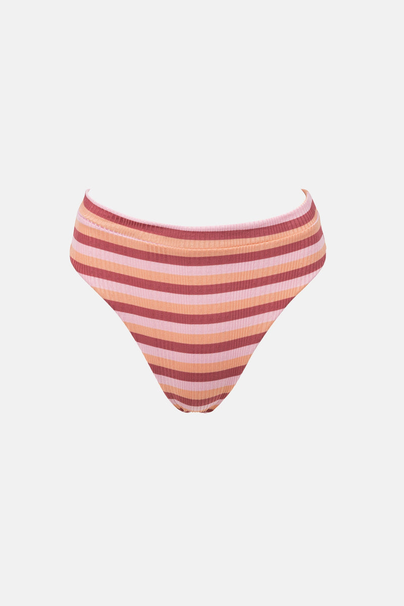 Ibiza Stripe Rib Hi Waist Pant Pink