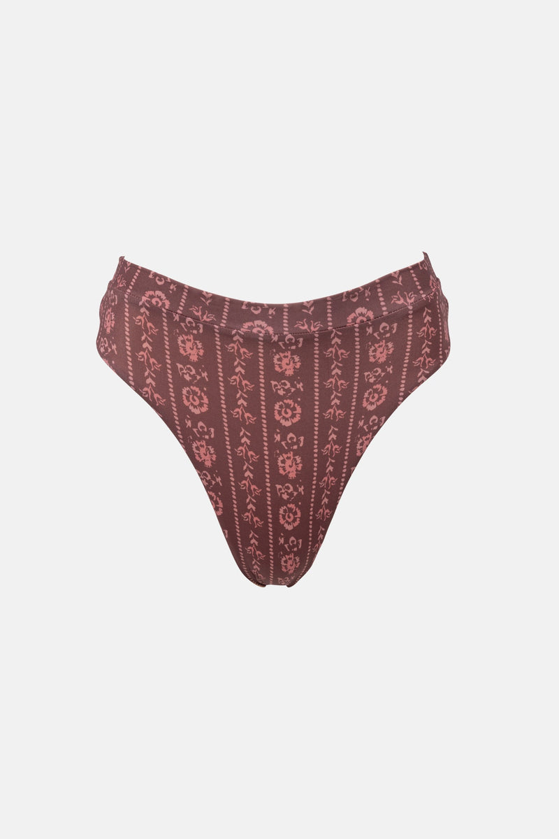 Vintage Floral Hi Waist Pant Burgundy