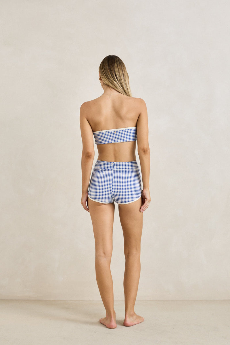 Capri Check Boyleg Pant Blue