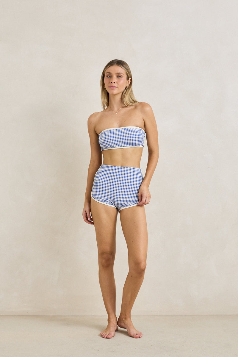 Capri Check Bandeau Top Blue