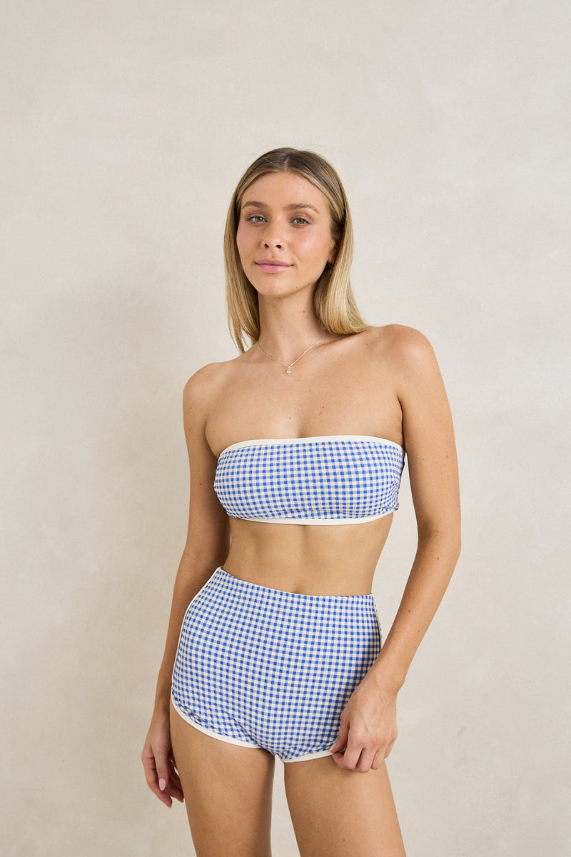 Capri Check Bandeau Top Blue