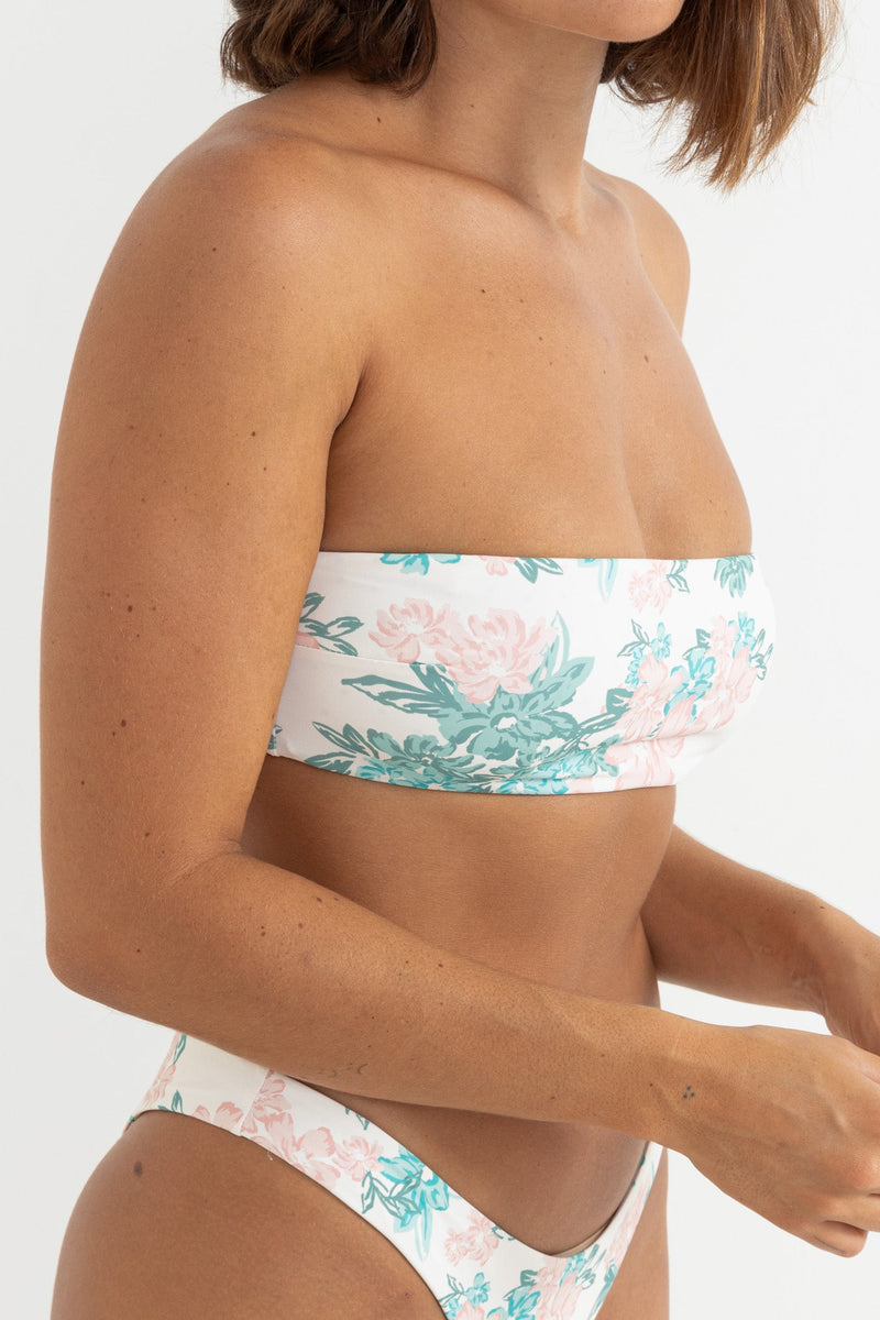 Hana Floral Reversible Bandeau Top Cream