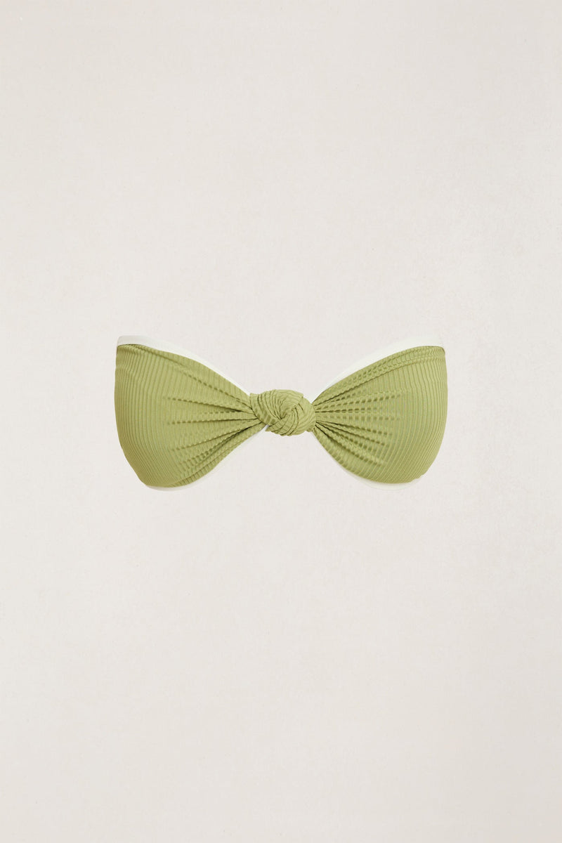 Benni Rib Knotted Bandeau Top Moss