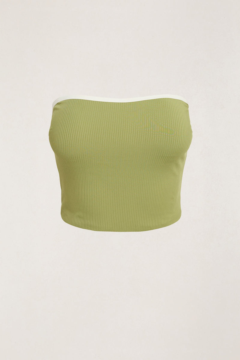 Benni Rib Longline Bandeau Top Moss