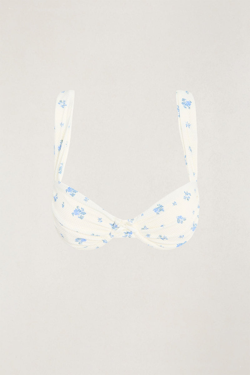 Dahlia Floral Underwire Balconette Top  Sky