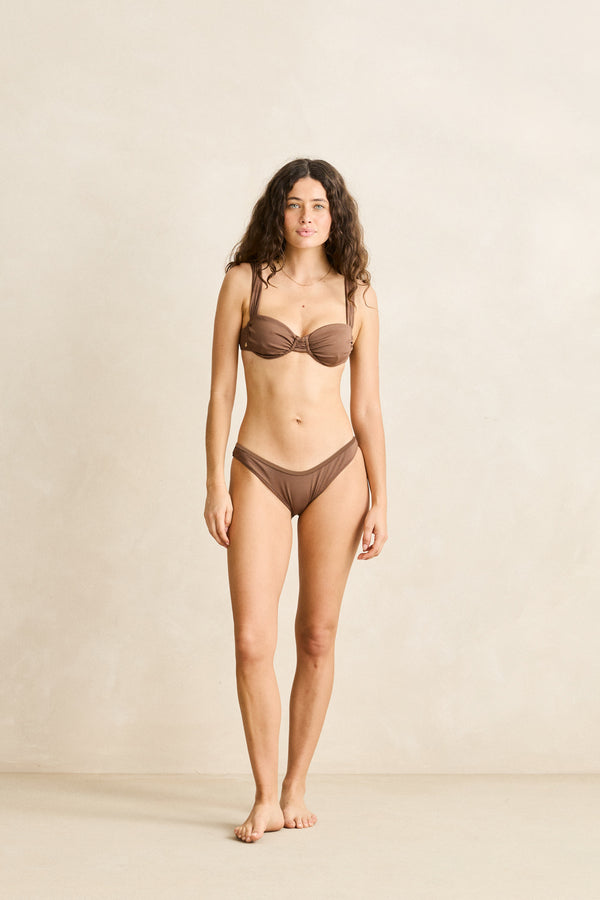 Bonsai Rib Hi Cut Pant  Chocolate