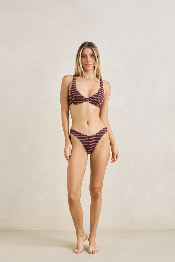 Sol Stripe Underwire Top Merlot