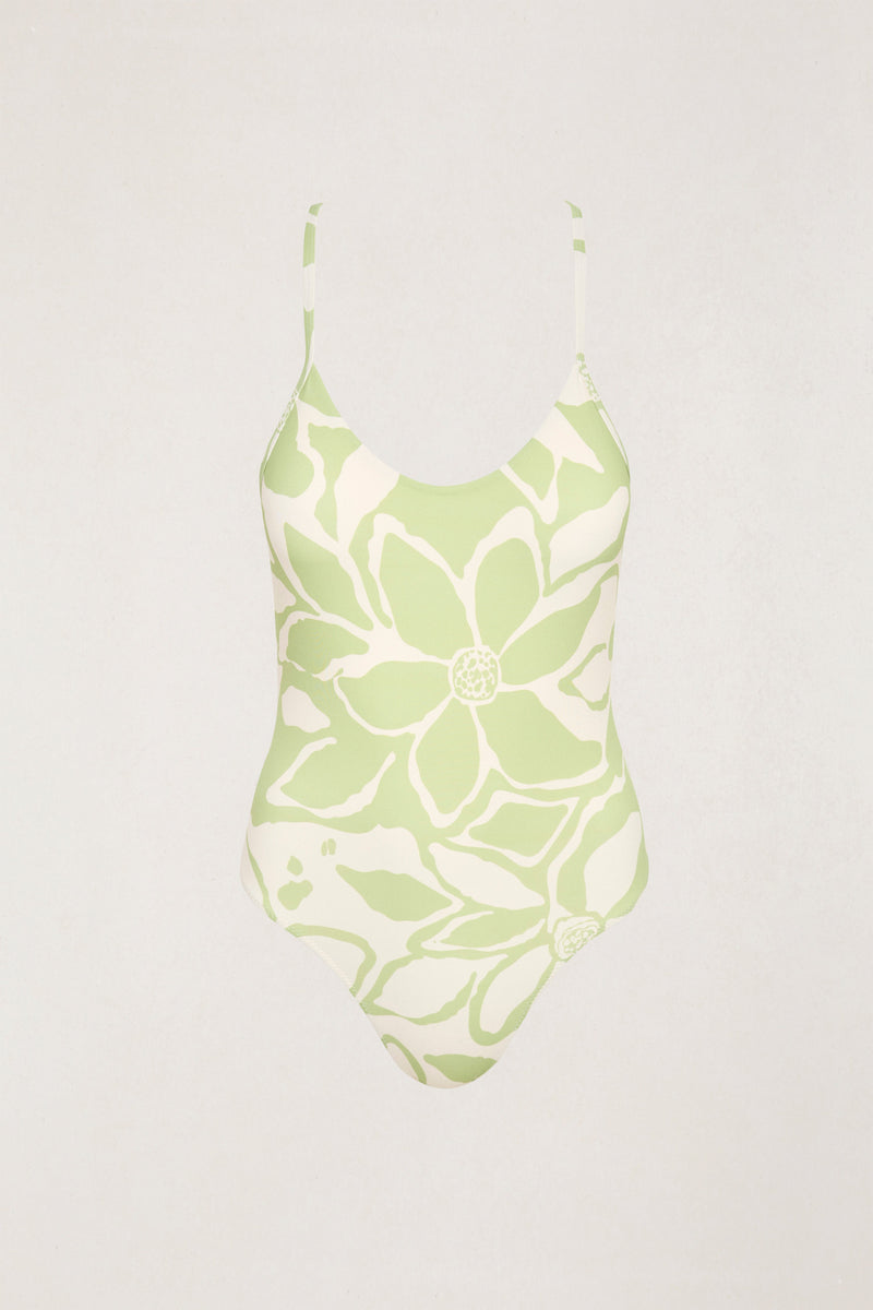 Poppy Floral Cross Back One Piece Apple