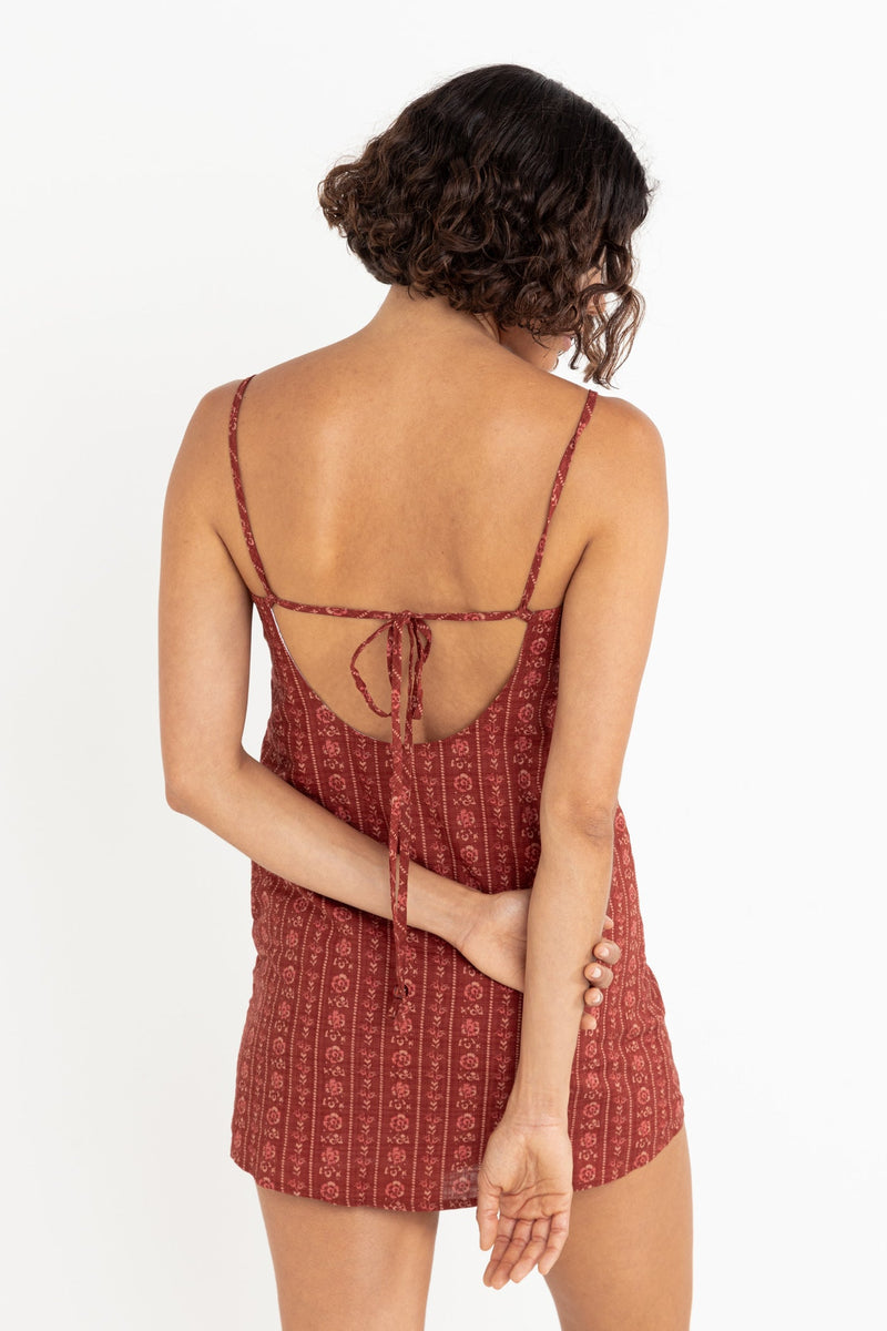 Vintage Floral Mini Dress Burgundy