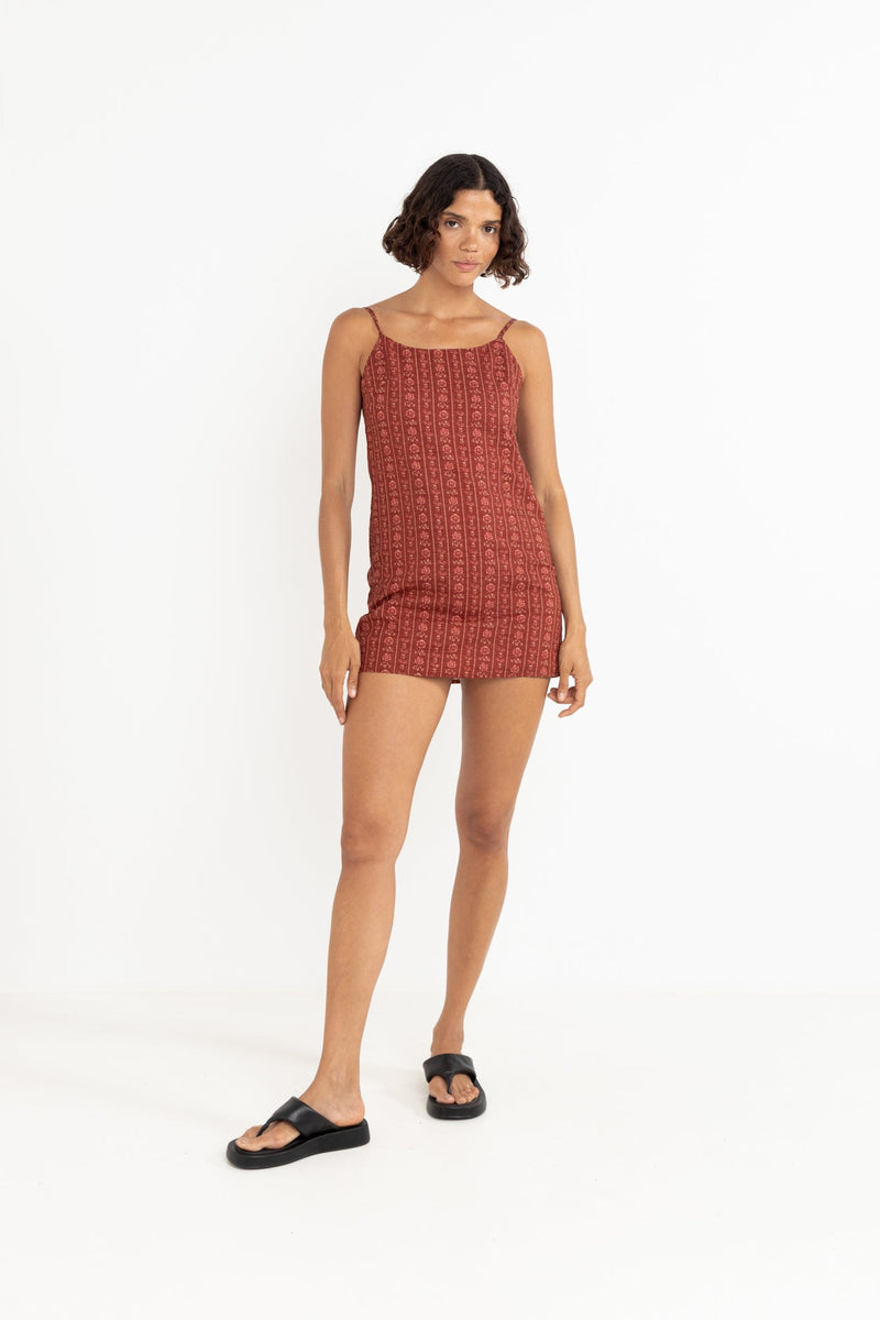 Vintage Floral Mini Dress Burgundy